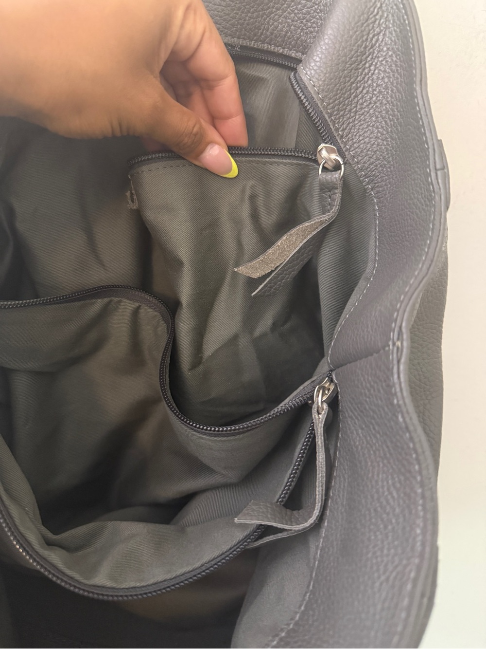 Mark & Graham Dark Gray Pebbled Leather Slouchy Tote - Picture 5 of 8